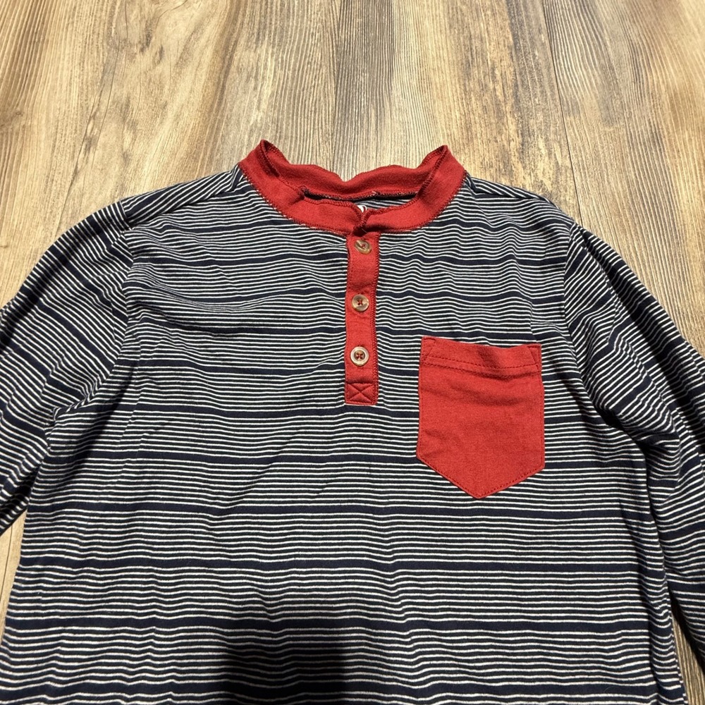 Crazy 8 Henley Shirt Navy Striped Cotton Preppy